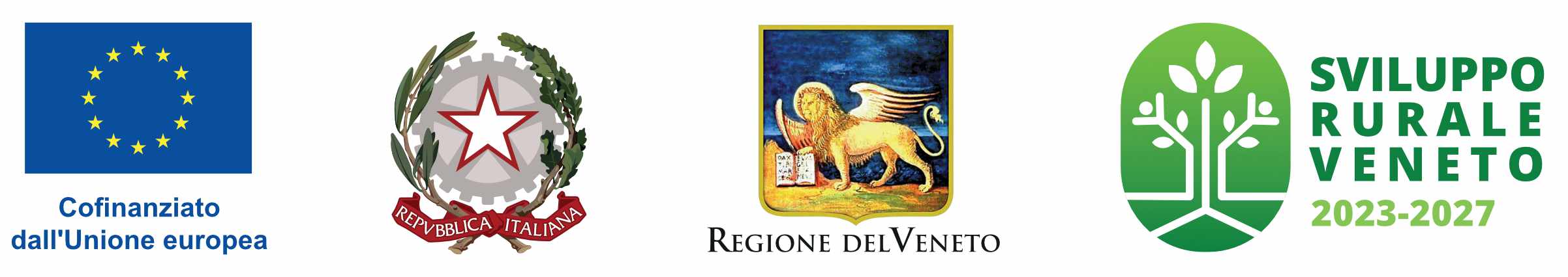 Loghi Comunità europea, Repubblica Italiana, Regione del veneto, Sviluppo Rurale Veneto 2023-2027